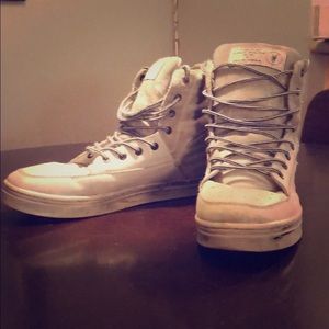 Allsaints distressed men’s high top sneakers